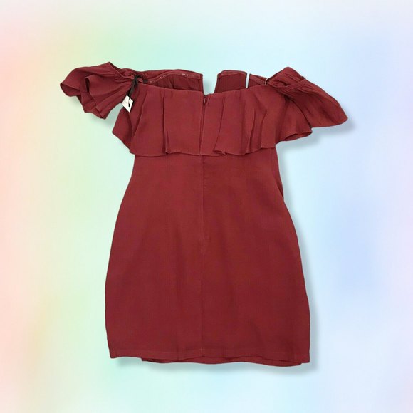 Lovers + Friends Revolve Mini Dress XS Primrose Strapless Cold Shoulder Wine Red - Picture 4 of 8